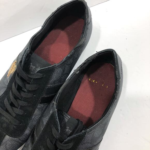 Coach Signature Ivy Black Leather Monogram Logo Sneakers - Picture 7 of 10